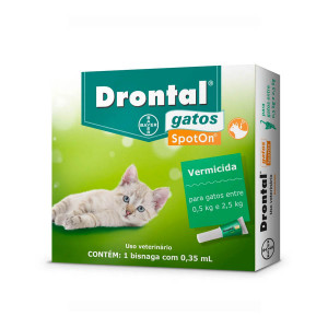 Drontal para Gatos - 0,5kg a 2,5kg Vermífugo Spot On
